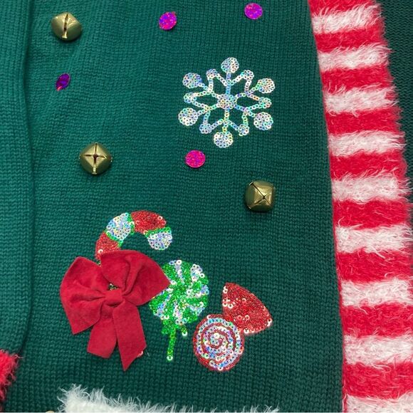 Vintage Christmas Cardigan Size XL Santa Holiday Button United States Sweaters - Picture 11 of 11